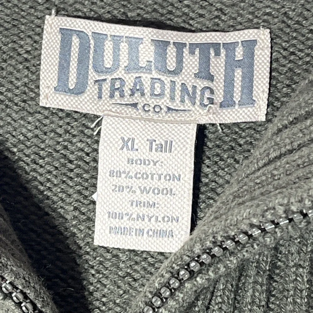 Duluth Trading Co Sweater Mens Size XLT Tall Green Cotton Wool Elbow Patches